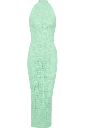 Balmain Abito midi con motivo monogramma