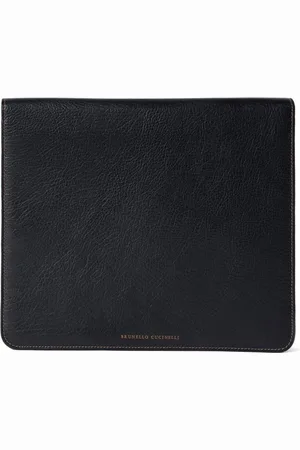 Brunello Cucinelli Borsa porta pc con logo goffrato