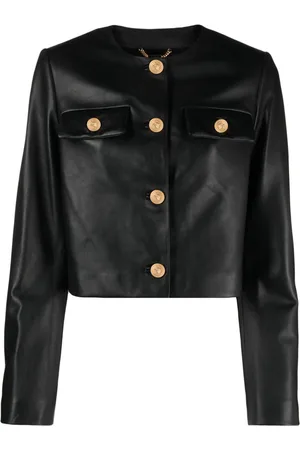 VERSACE Giacca in pelle con spalline imbottite