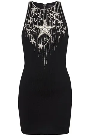 Balmain Abito corto Falling Stars con ricamo