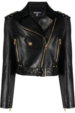 Balmain Giacca biker in pelle con zip