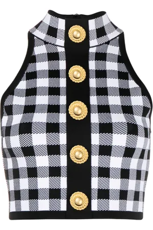 Balmain Top corto 5-Button a quadri
