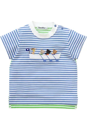 Familiar T-shirt a righe con ricamo