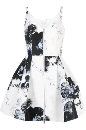 Alexander McQueen Abito corto Chiaroscuro a fiori jacquard