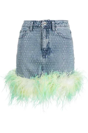 Self-Portrait Gonna denim con strass