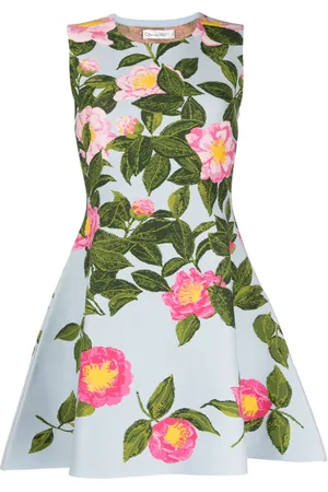 Oscar de la Renta Abito Camellia corto jacquard