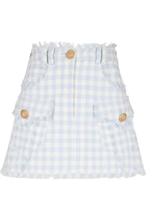 Balmain Minigonna svasata a quadretti