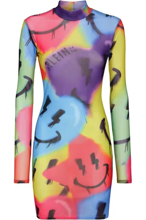 Philipp Plein Abito corto LS Smile con stampa