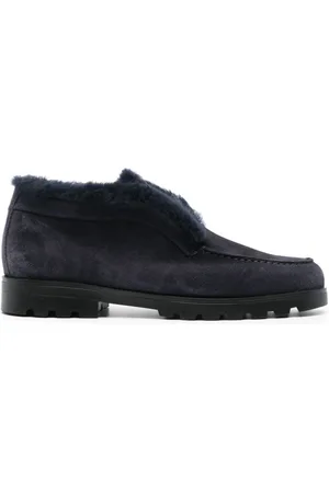 santoni Tonal-stitching leather loafers