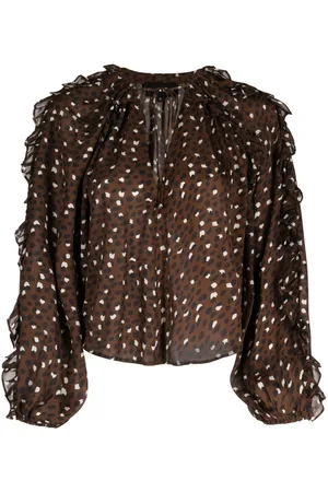 Cynthia Rowley Ruffled polka-dot silk blouse