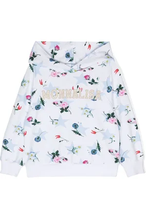 MONNALISA Felpa con cappuccio e stampa a fiori