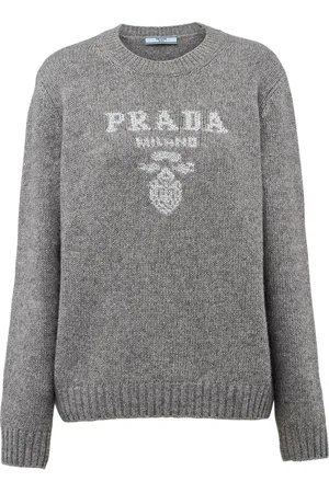 Prada Maglione lamé con logo a intarsi