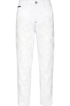 Philipp Plein Jeans crop con applicazione Heart