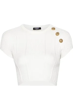 Balmain Top 3-Button crop traforato