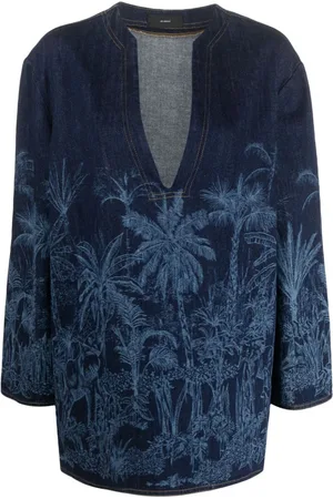Alanui Tunica denim Jungle Toile de Jouy