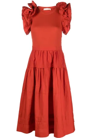 ULLA JOHNSON Abito midi Francine con ruches