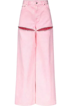 AREA Jeans a gamba ampia con cristalli