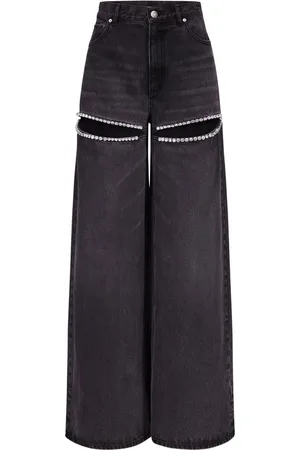 AREA Jeans a gamba ampia con cristalli