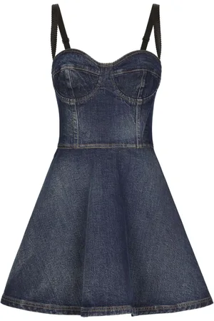 Dolce & Gabbana Abito corto denim con scollo a cuore