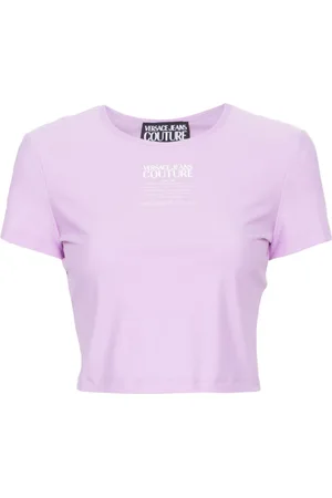 VERSACE T-shirt crop con stampa