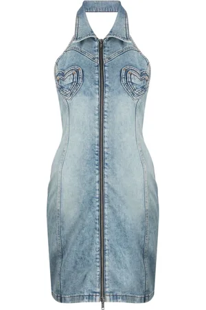 Moschino Abito corto denim con inserti a cuore