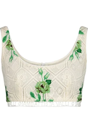 Giambattista Valli Top crop Pensées Sauvages con ricamo