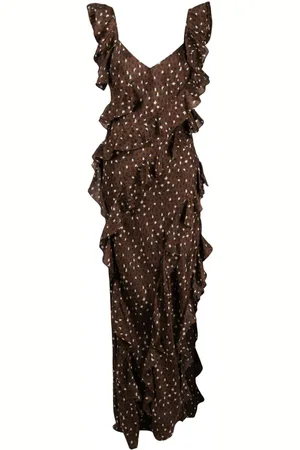 Cynthia Rowley Ruffled polka-dot silk maxi dress