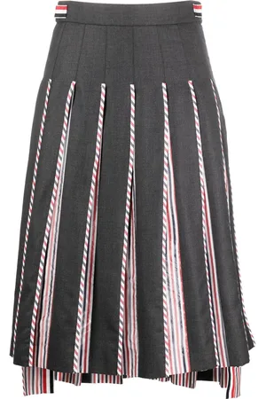 Thom Browne Gonna midi plissettata con stampa RWB