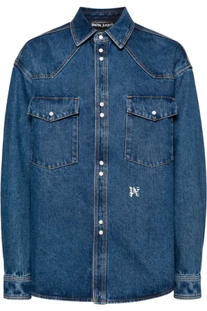 Palm Angels Camicia denim con ricamo