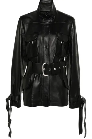 OFF-WHITE Giacca con cintura in pelle
