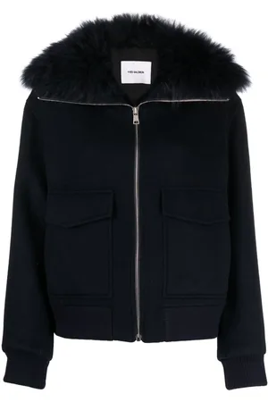 YVES SALOMON Bomber con collo in finta pelliccia