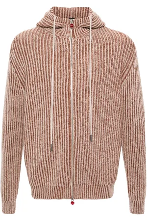 Kiton Cardigan a coste con cappuccio