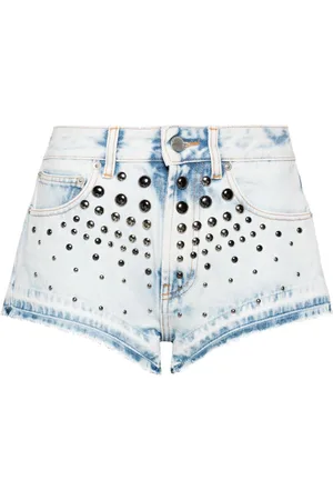 Alessandra Rich Shorts denim con borchie