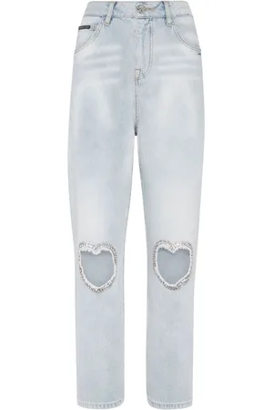 Philipp Plein Jeans dritti con applicazione