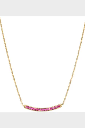 David Yurman Collana Petite Pavé Bar in giallo 18kt con rubini (1,25mm)