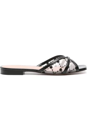 MALONE SOULIERS Sandali slides Perla con ricamo a fiori