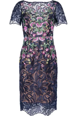 Marchesa Notte Abito midi Camellia a fiori