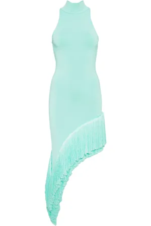 DAVID KOMA Abito midi con frange asimmetrico
