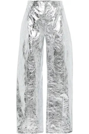 DAVID KOMA Pantaloni ampi metallizzati