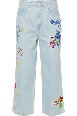 Kenzo Jeans a gamba ampia con vita media Drawn Flowers