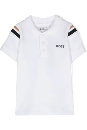 HUGO BOSS Polo a righe con logo rialzato