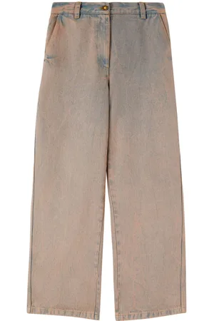 Palm Angels Jeans a gamba ampia con ricamo