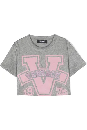 VERSACE T-shirt crop con stampa