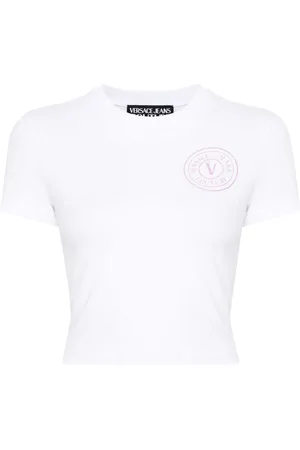 VERSACE T-shirt V-Emblem con glitter