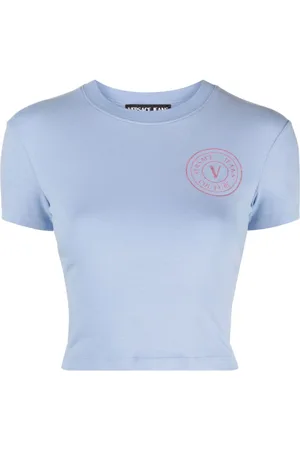 VERSACE T-shirt crop con logo