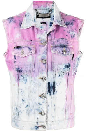 Philipp Plein Giacca denim con fantasia tie dye