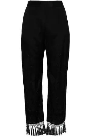 SEMICOUTURE Pantaloni dritti con ricamo a fiori