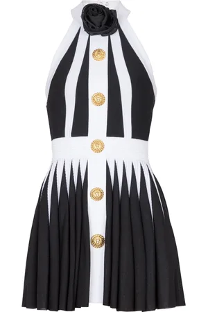 Balmain Abito corto con applicazione a fiori