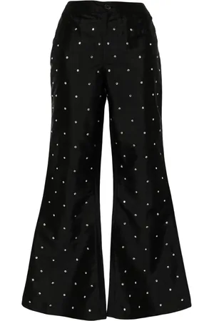 BATSHEVA Pantaloni Lawyer svasati con strass