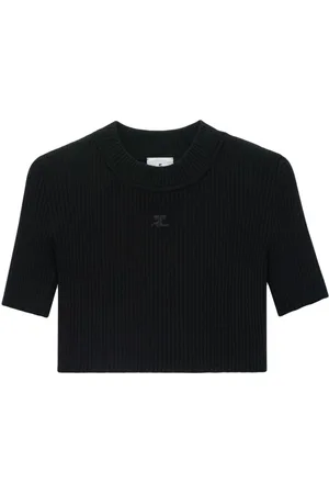 Courrèges T-shirt crop a coste